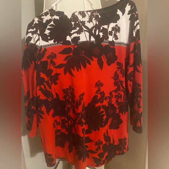 Charter Club, size L, floral red and white top - Picture 2 of 3
